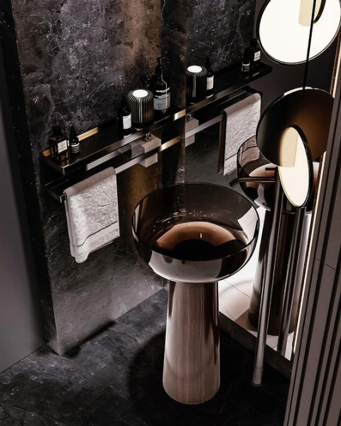 Черная раковина в интерьере кухни и ванной (56 фото)                            