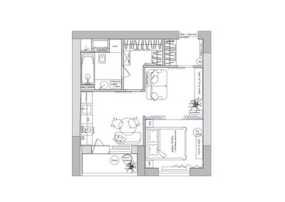 Из однокомнатной квартиры в двухкомнатную: маленькая стильная квартира 38 кв м