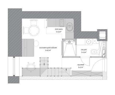 Как дизайнер увеличил площадь 20-метровой квартиры в 1,5 раза и спроектировал визуально просторный интерьер