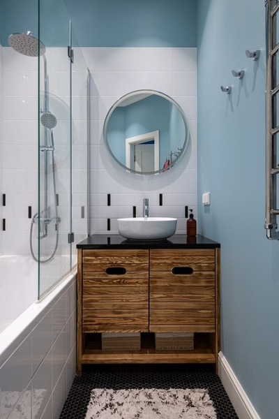 
                                Полка в ванную комнату: виды, варианты размещения и 72 стильных фото в интерьере                            